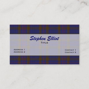 Stylish Elliot Family Tartan Plaid Custom Business Card