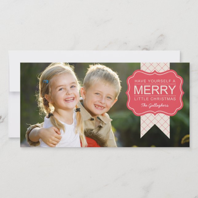 Stylish Embellishment Christmas Photo Card (Front)