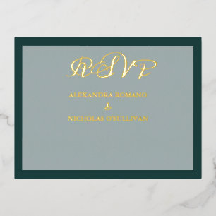 Stylish Emerald Wedding Meal Choice RSVP Foil Card