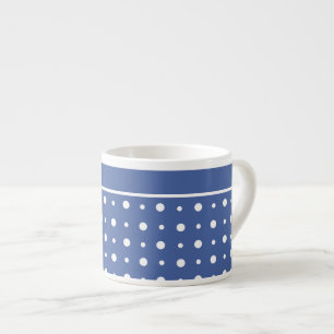 Stylish Espresso Coffee Mug, Dark Blue Polka Dots Cup