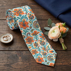 Stylish Ethnic Colourful Paisley Floral Art Patter Tie