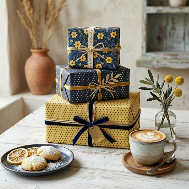 Stylish Ethnic Mediterranean Floral Art Pattern Wrapping Paper Sheet (Creator Uploaded)
