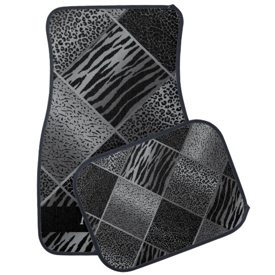 Stylish Exotic Animal Patterns | Grey & Black Car Mat