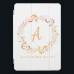 Stylish Fall Floral Watercolor Boho Personalized  iPad Pro Cover<br><div class="desc">Pretty hand painted watercolor floral wreath in lovely fall colours,  personalized with your name and initial.</div>