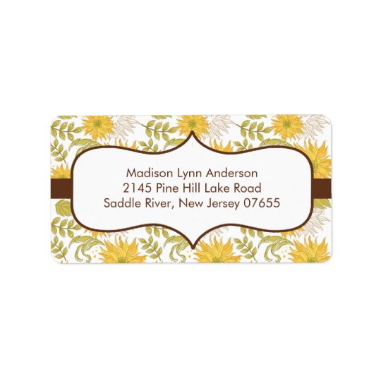 Stylish Fall Sunflowers Return Address Labels.