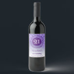 Stylish Falling Purple Glitter 21st Birthday<br><div class="desc">Surprise your guests with these elegant Wine Labels featuring a stylish purple glitter with a unique glitter number 21.</div>