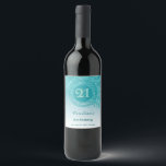 Stylish Falling Teal Blue Glitter 21st Birthday<br><div class="desc">Surprise your guests with these elegant Wine Labels featuring a stylish teal blue glitter with a unique glitter number 21.</div>