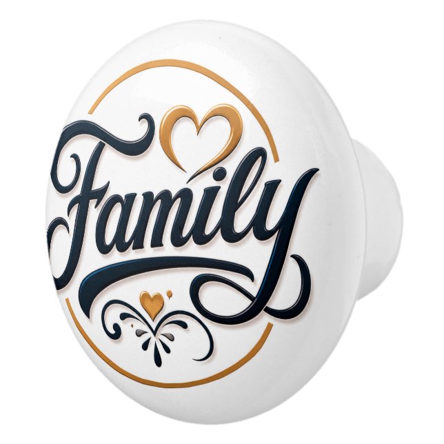 Stylish Family Text Ceramic Knob Decorative Accent (Right)