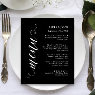 Stylish Fancy Script Wedding Menu Card For Plate
