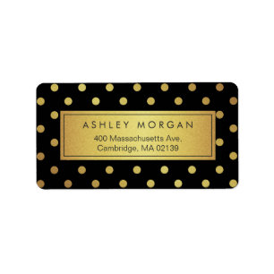 Stylish Fashionable Black Gold Glitter Polka Dots Label
