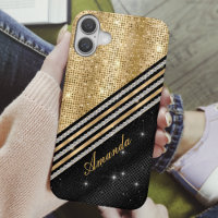 Stylish faux Crystal Gold And black Personalised