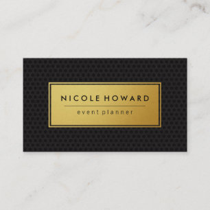 Stylish Faux Gold Frame Black Geometric Background Business Card