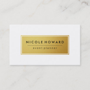 Stylish Faux Gold Frame White Background Business Card