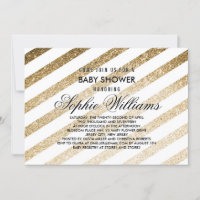 Stylish Faux Gold Glitter Baby Shower Invitation