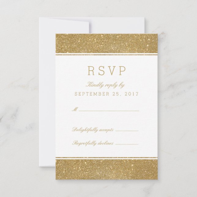 Stylish Faux Gold Glitter Response RSVP Card (Front)