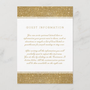 Stylish Faux Gold Glitter Wedding Insert Card