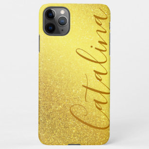 Stylish Faux Gold Glitter Yellow Honey Custom Name iPhone 11Pro Max Case