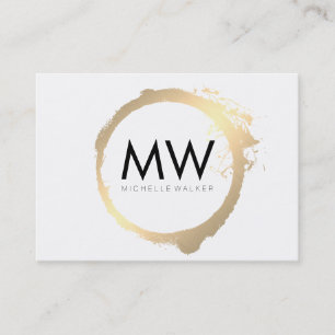 Stylish Faux Gold Ring with Chic Monogram Business Card