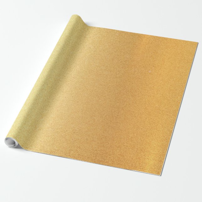 Stylish Faux Gold Shiny Modern Golden Glossy Wrapping Paper (Unrolled)