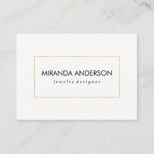 Stylish Faux Golden Border Black White Business Card