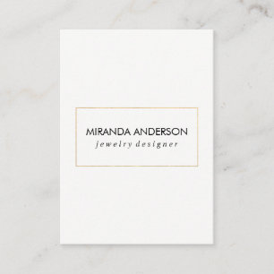 Stylish Faux Golden Border Black White Business Card