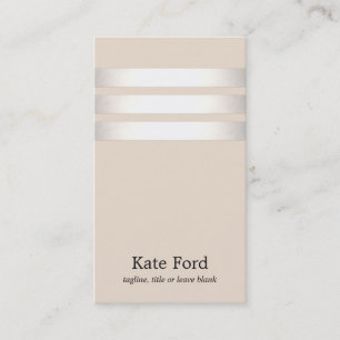 Stylish Faux Silver Foil Warm Beige Striped Modern Business Card
