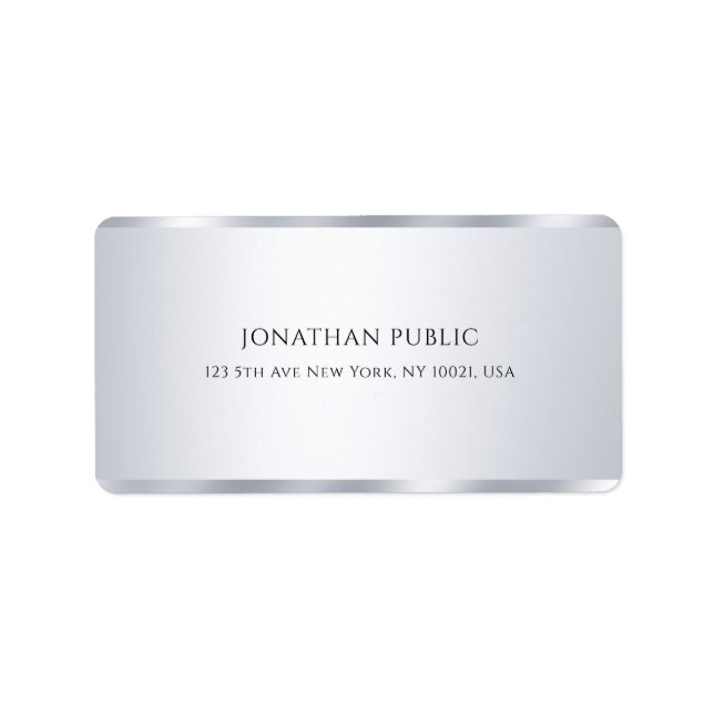 Stylish Faux Silver Modern Minimalist Elegant Label (Front)