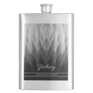 Stylish Feathers Monogrammed Hip Flask