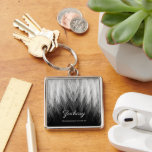 Stylish Feathers Monogrammed Keychain<br><div class="desc">Stylish modern feather design monogrammed groomsmen gift.</div>