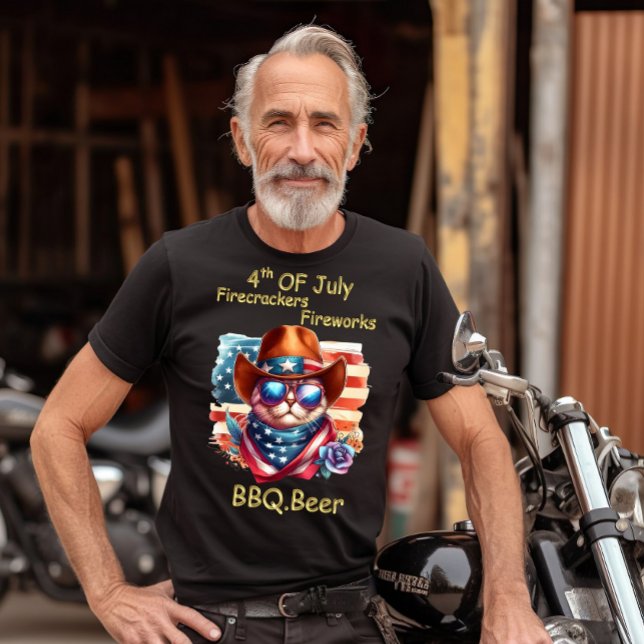 Stylish Feline: Cat in Sunglasses Independence Day T-Shirt (Creator Uploaded)