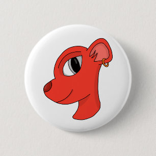 Stylish feline wearing earring 2 inch round button
