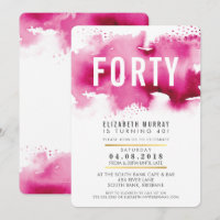 STYLISH fête de 40e anniversaire INVITATION aquare