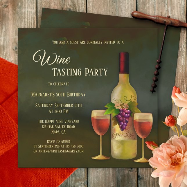 Stylish Fine Art Wine Tasting Invitation (Creator Uploaded)