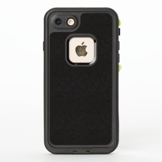 Stylish Fine Textured Black Leather LifeProof iPhone Case (Back)