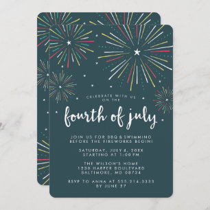 Stylish Fireworks Fourth of July Party Invitations