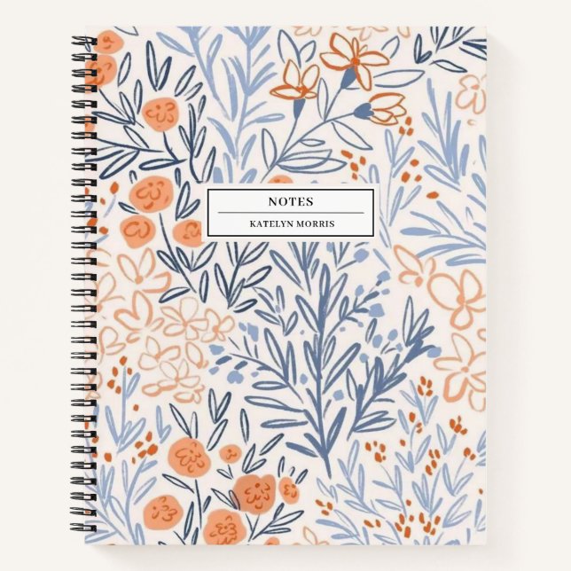 Stylish Floral Business Notes Colourful Pretty Notebook (Front)