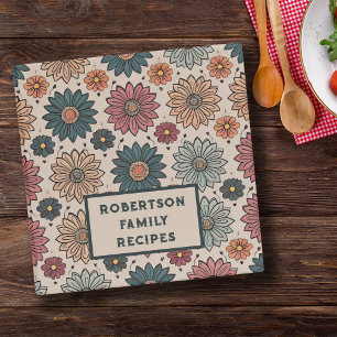Stylish floral custom family name recipe binder