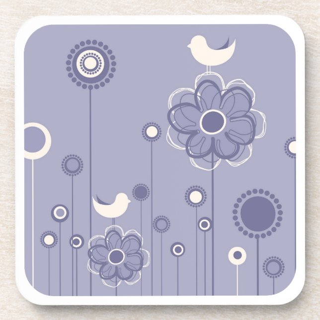 Stylish Floral Decor Cork Coaster (Front)