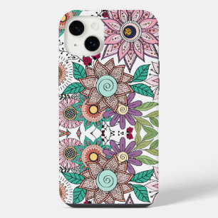Stylish floral doodles vibrant design iPhone 14 plus case