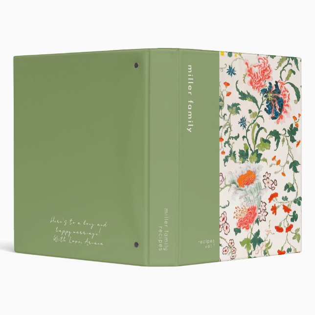 Stylish Floral Family Recipe Wedding Gift Message Binder (Background)
