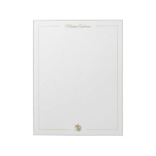Stylish floral Fleur de Lys Personalized Name Notepad
