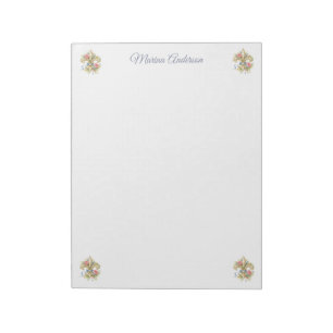 Stylish floral Fleur de Lys Personalized Name Notepad
