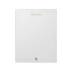 Stylish floral Fleur de Lys Personalized Name Notepad