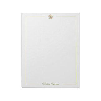 Stylish floral Fleur de Lys Personalized Name Notepad