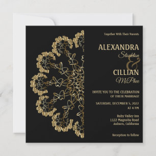Stylish Floral Mandala Wedding Invitation