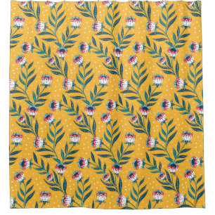 Stylish Floral Motif with Dots and Green Leaves