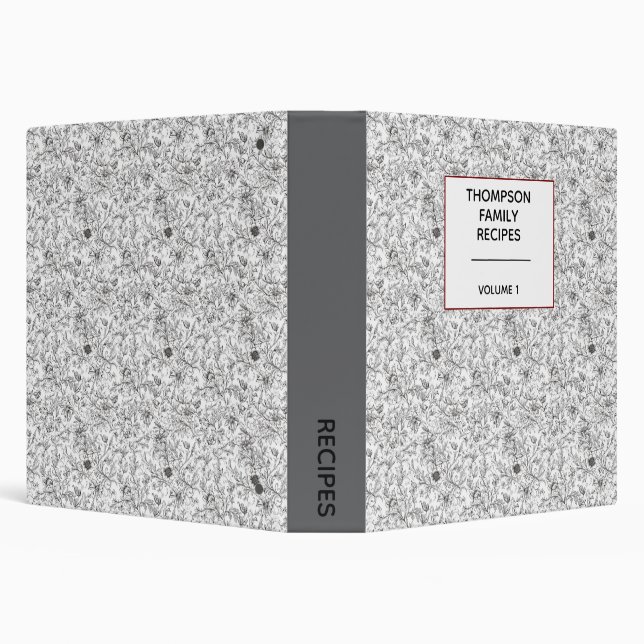 Stylish Floral Neutrals Personalized Recipe  Binder (Background)