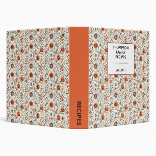 Stylish Floral Neutrals Personalized Recipe  Binder