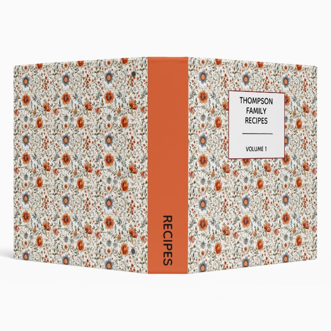 Stylish Floral Neutrals Personalized Recipe  Binder (Background)