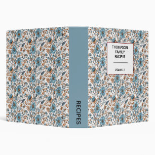 Stylish Floral Neutrals Personalized Recipe  Binder